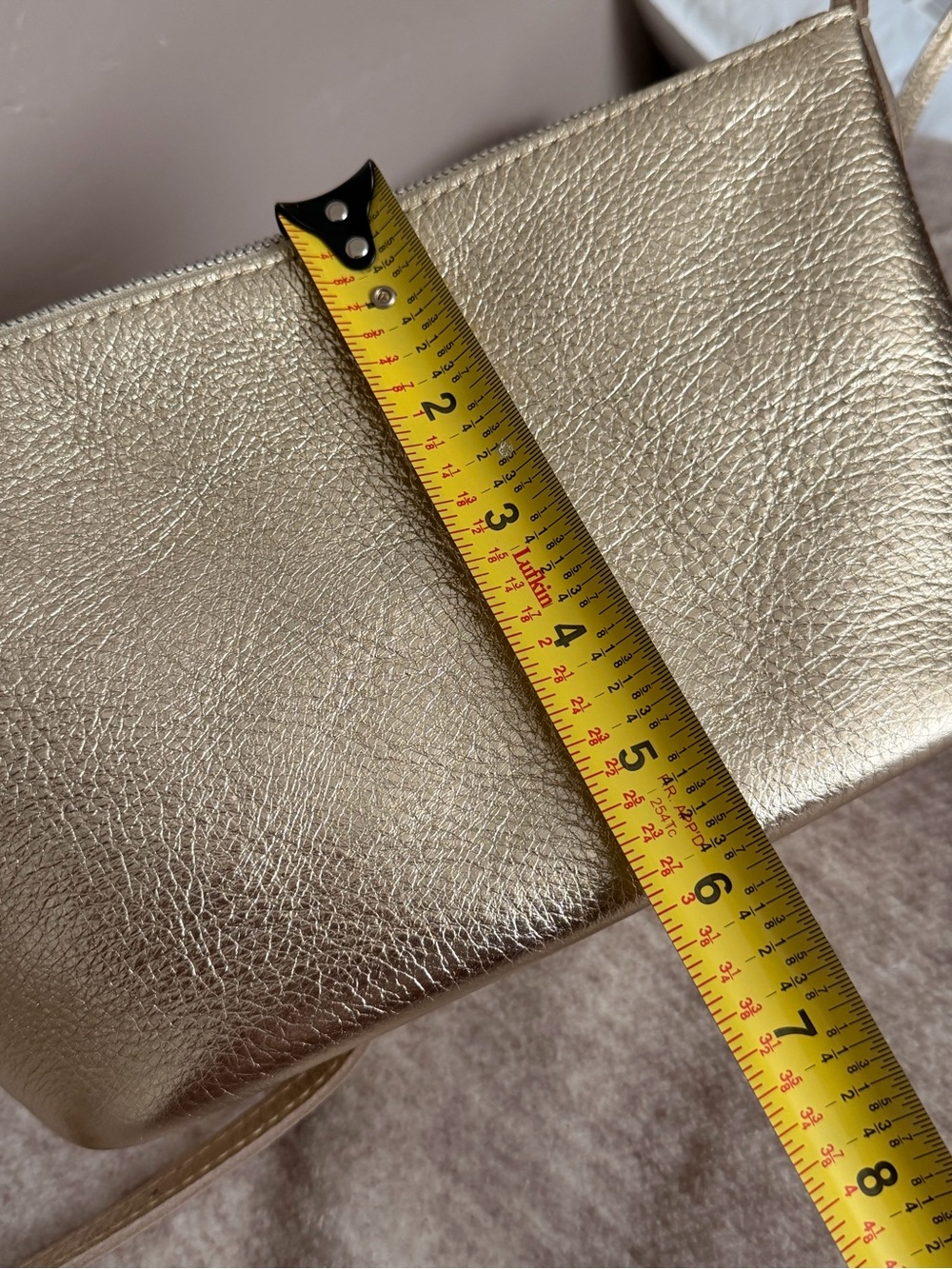 Madewell Bright Shiny Metallic Gold Pebbled Leather Crossbody Bag #303 - Picture 17 of 17